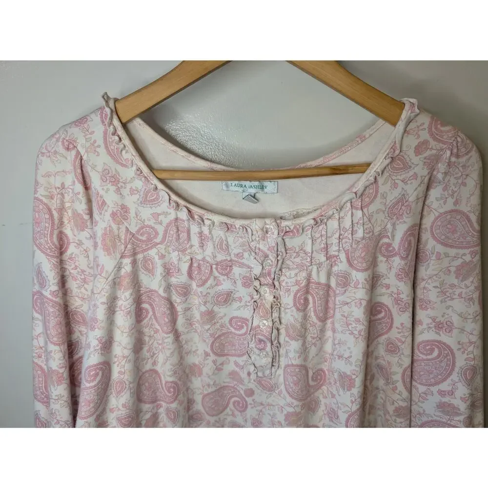 Laura Ashley Petal Pink Cotton Traditional Nightgown Sleep Romantic Cozy XL - Picture 6 of 8